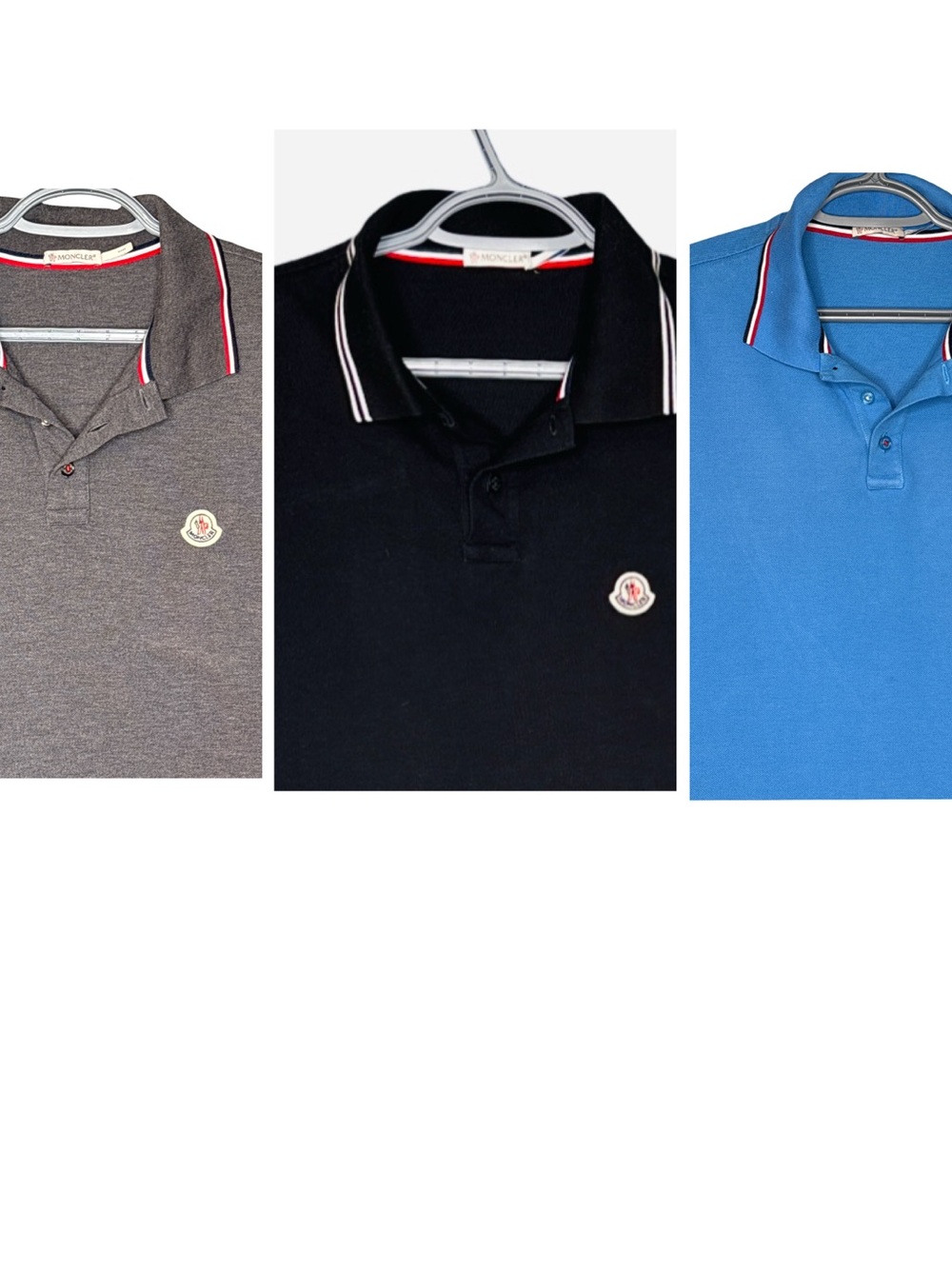 Moncler Men’s Polo Trio Gray Black Blue Size Large